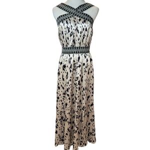 SHEIN | Black and Cream Patterned Midi Dress | Size M